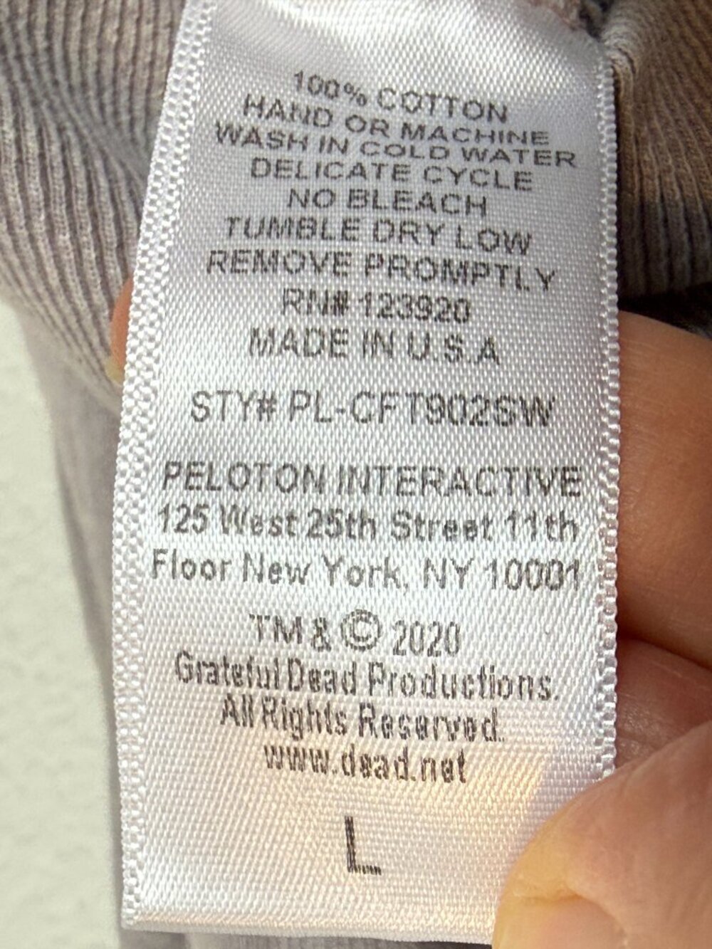 Peloton Grateful Dead Sweatshirt Steal Your Face Crewneck Gray Bear Sleeve Large - Picture 6 of 8
